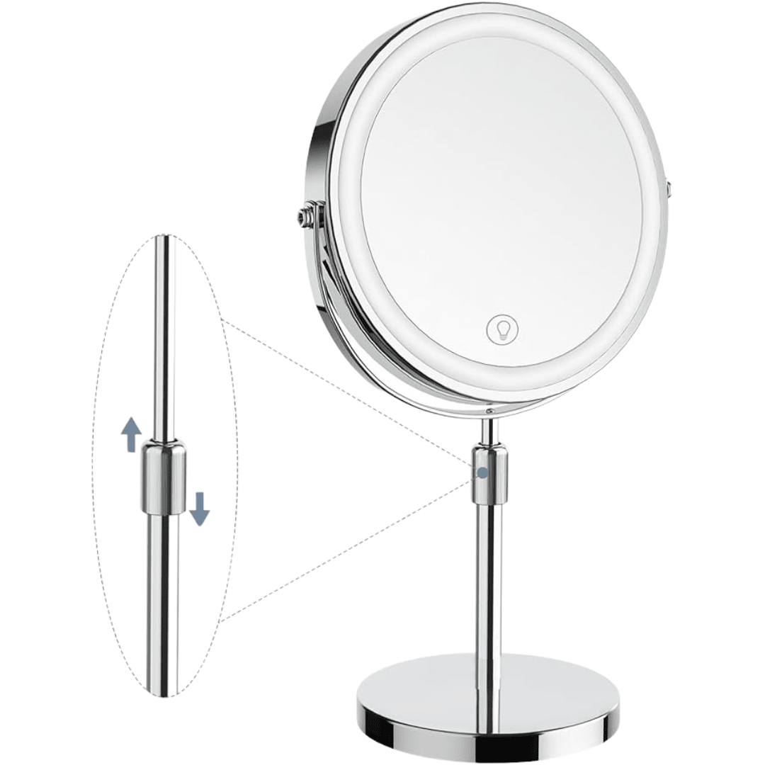 LumiGlow Pro intelligent sminkespeil med justerbart LED - lys og 10x forstørrelse - AVABeauty.no