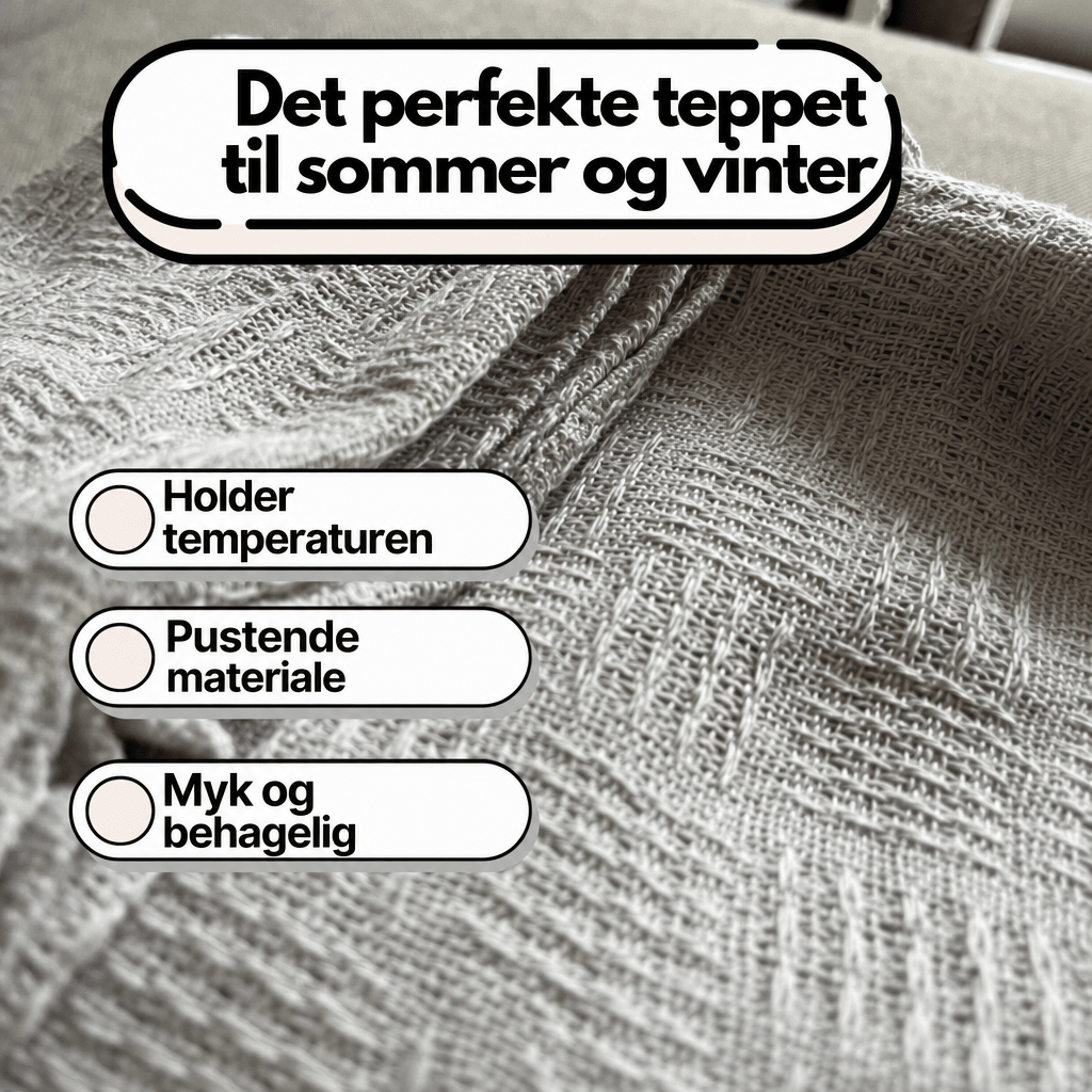 100 % bomull vaffelvevd teppe i king size (200 x 230 cm) - AVABeauty.no