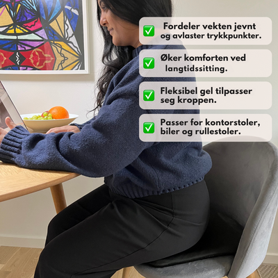 Sittepute av støtdempende gel med bikubestruktur