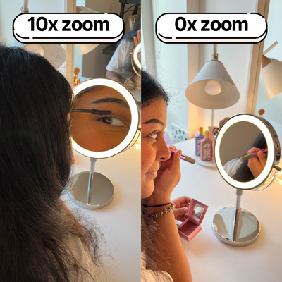 LumiGlow Pro intelligent sminkespeil med justerbart LED-lys og 10x forstørrelse