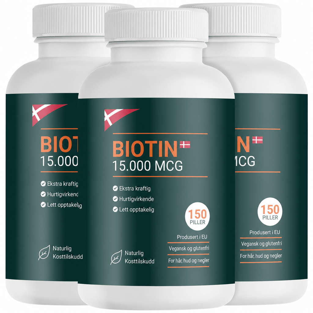 AVA Biotin 15 000 MCG – Høystyrke biotinkapsler for sunt hår, hud og negler - AVABeauty.no