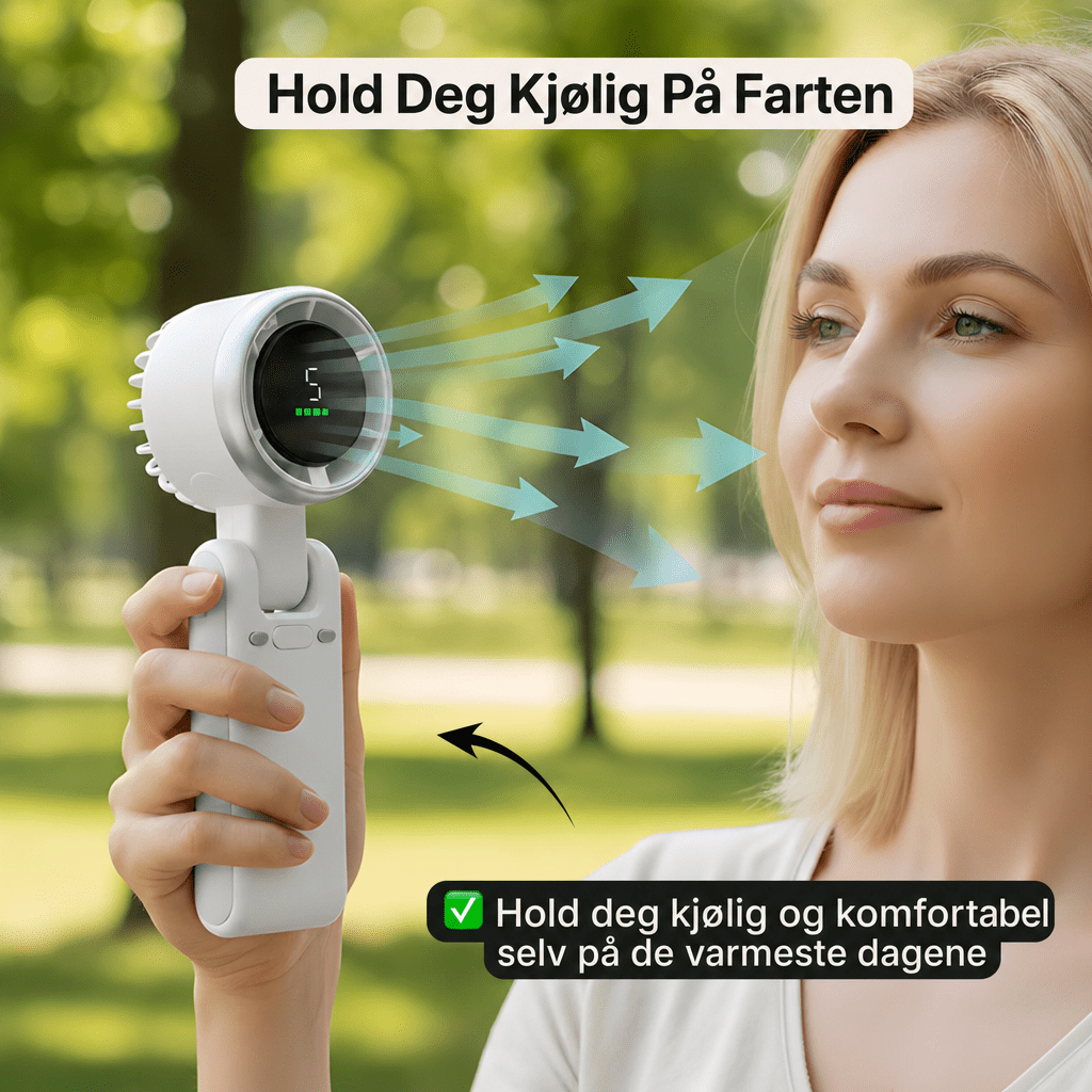 Bærbar turboventilator – Oppladbar nakkeventilator - AVABeauty.no