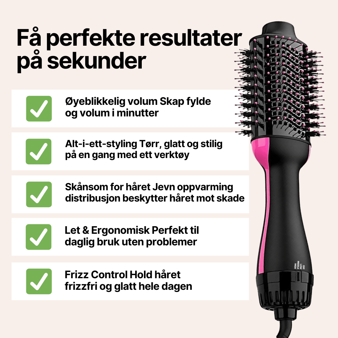 BlowOut Pro™ Varmluftsbørste - Skap Fylde og Glans med Skånsom Styling - AVABeauty.no