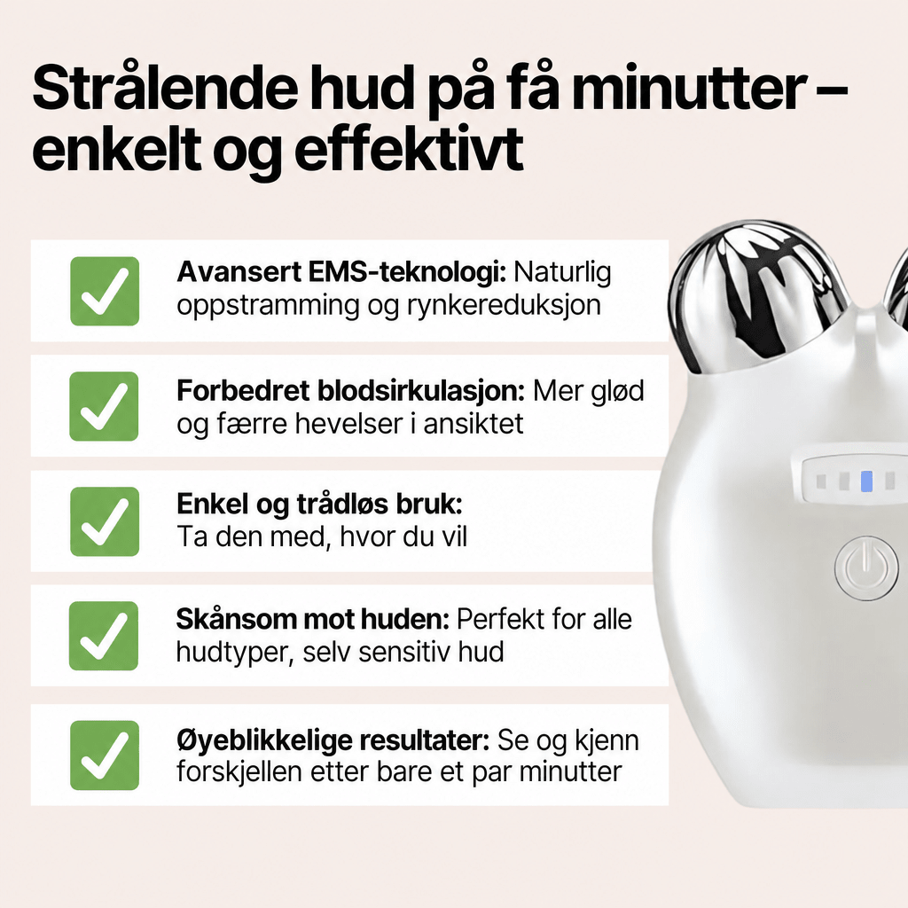 GlowSculpt EMS ansiktsmassasje – V - form løft med mikrostrøm og anti - age - effekt - AVABeauty.no