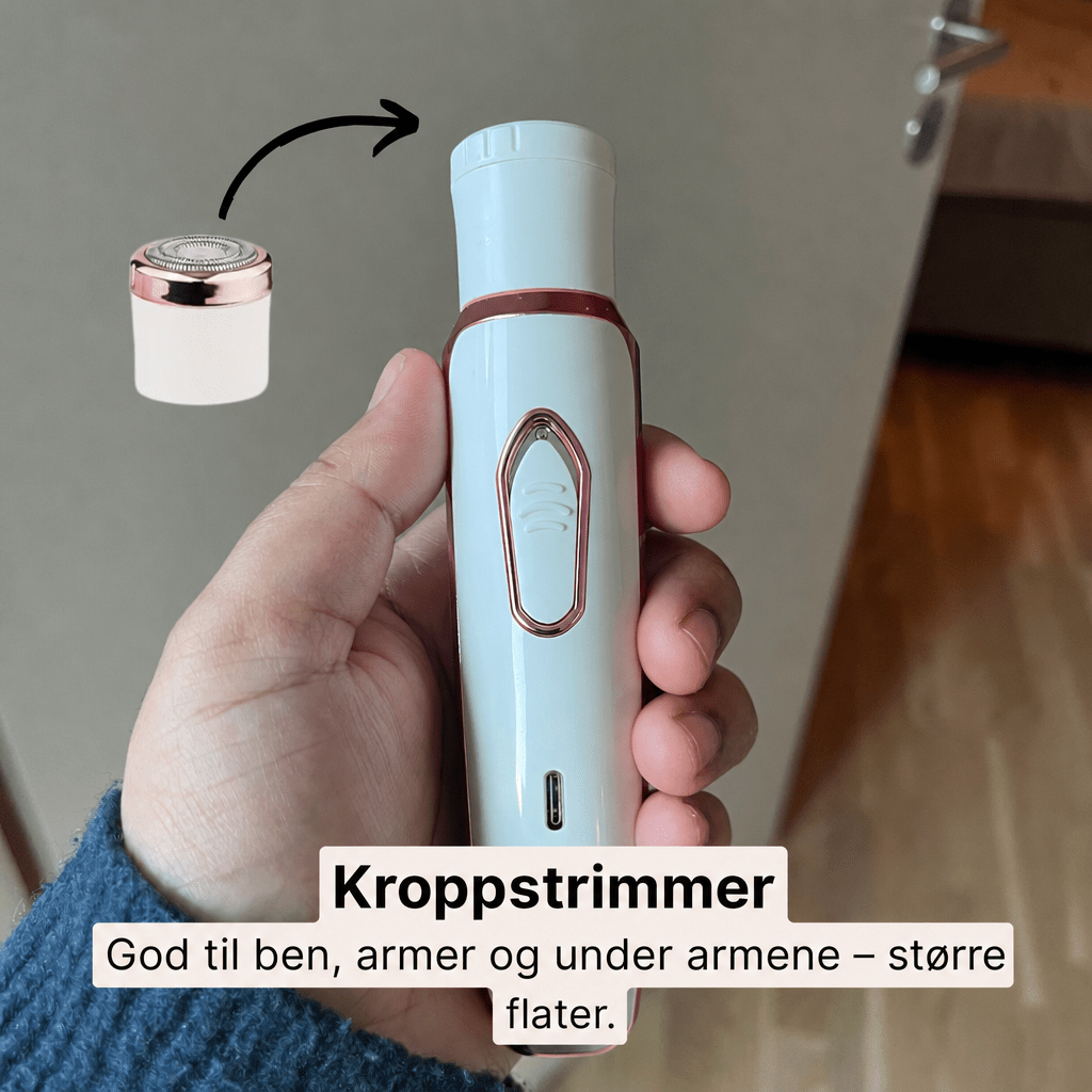 GlowTrim – 4 - i - 1 hårfjerner med LED og utskiftbare hoder - AVABeauty.no