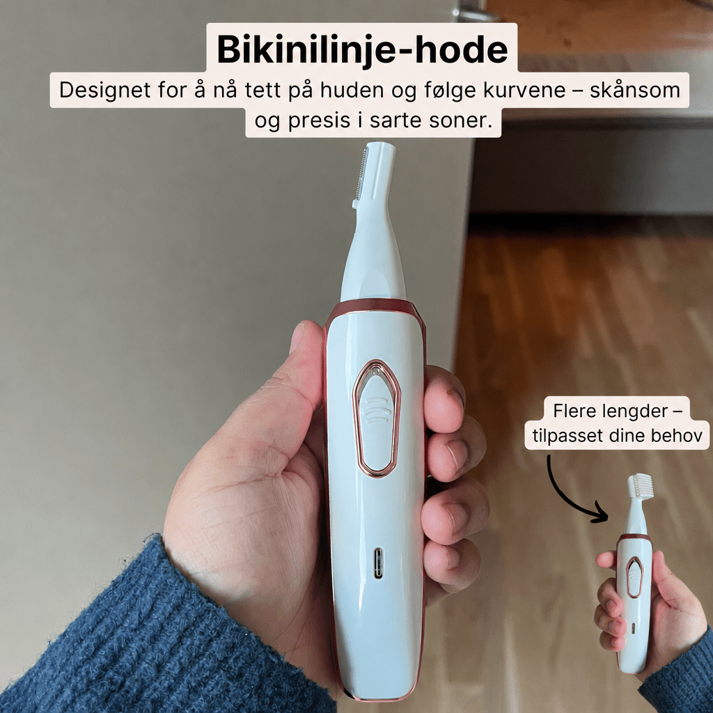 GlowTrim – 4 - i - 1 hårfjerner med LED og utskiftbare hoder - AVABeauty.no