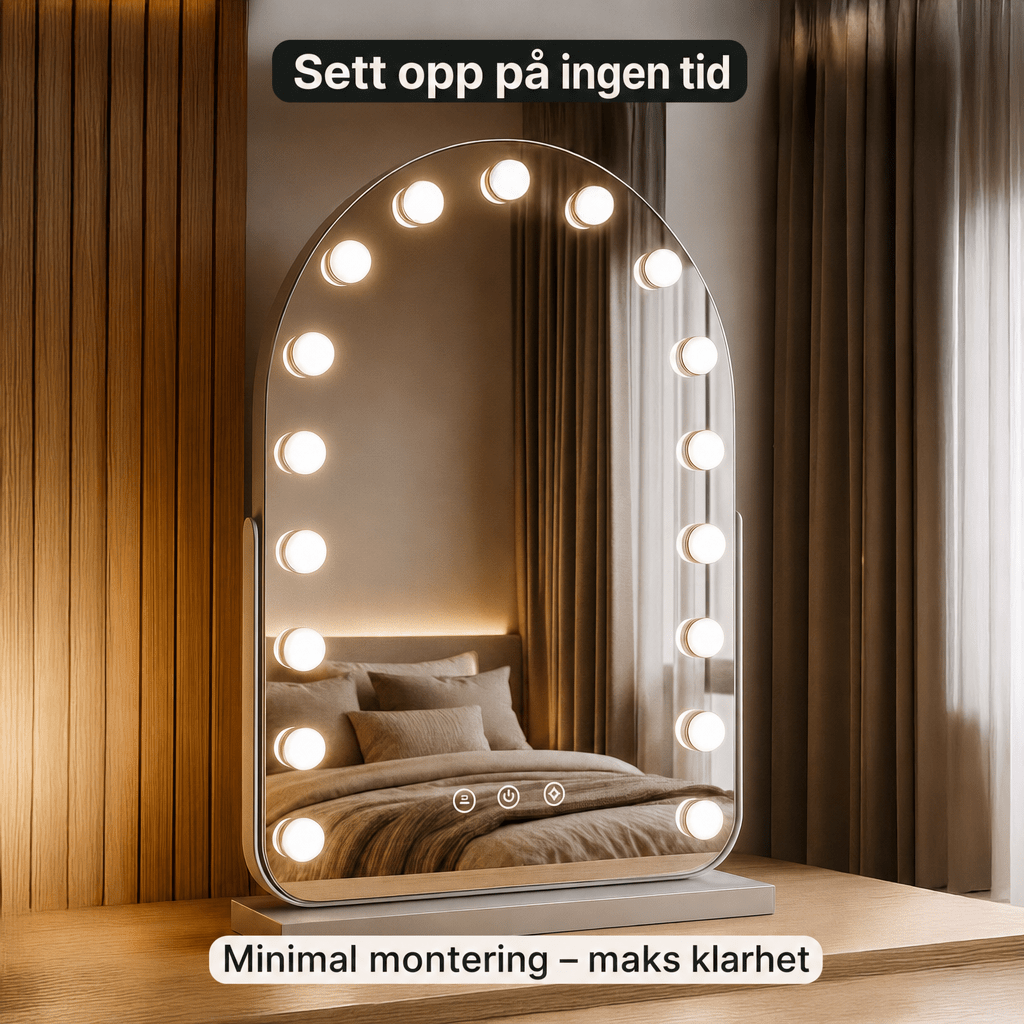Hollywood - speil med LED - lys - AVABeauty.no