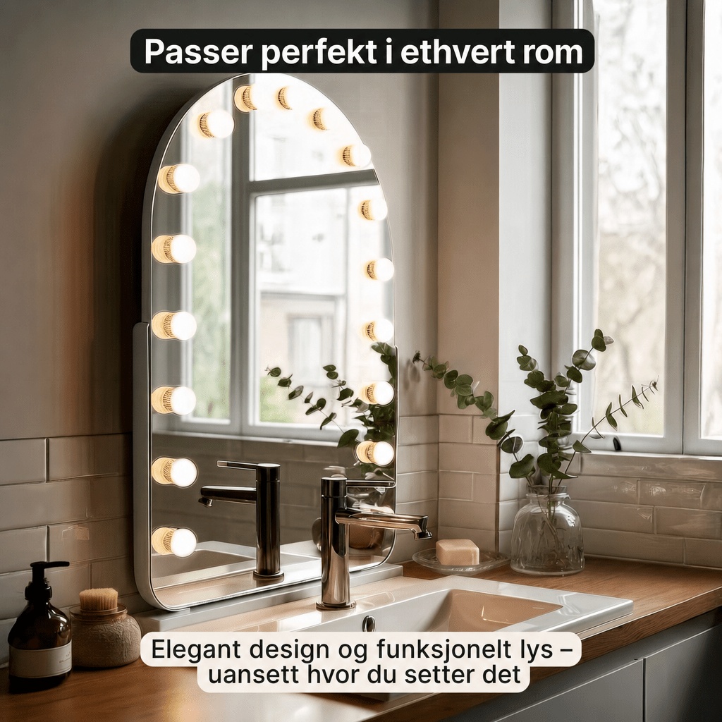 Hollywood - speil med LED - lys - AVABeauty.no