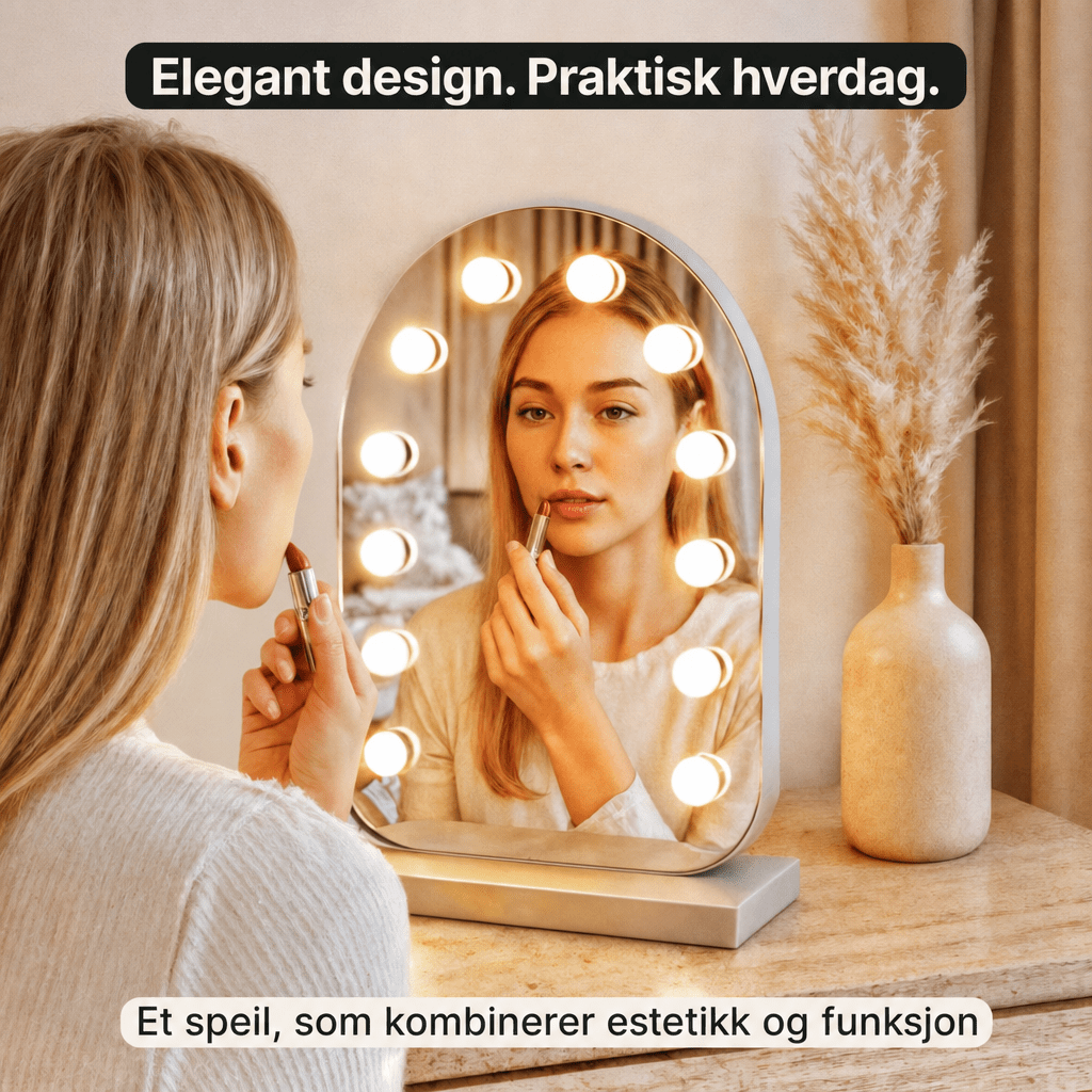 Hollywood - speil med LED - lys - AVABeauty.no