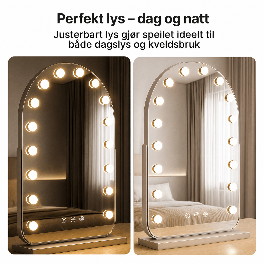 Hollywood - speil med LED - lys - AVABeauty.no