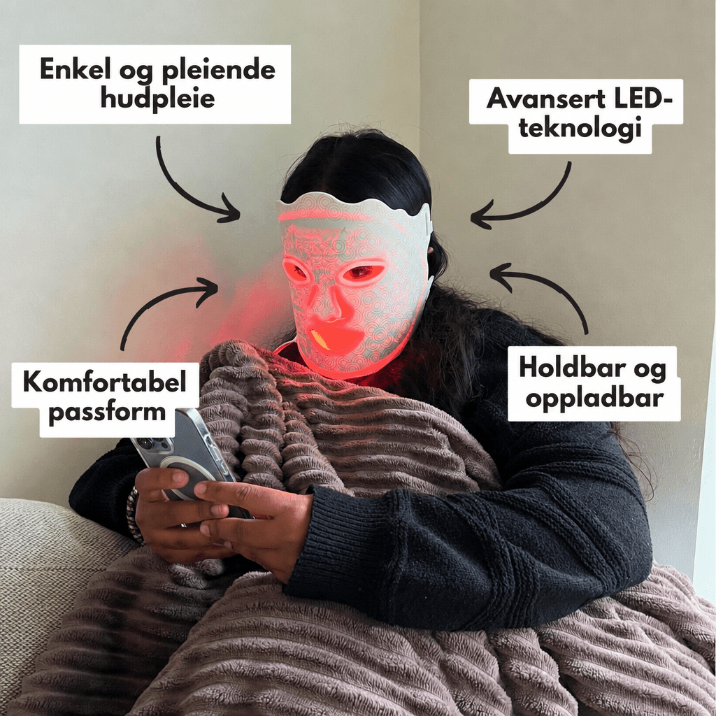 LED Maske 2.0™ – Lysterapi - maske som lysner, strammer opp og jevner ut huden din - AVABeauty.no