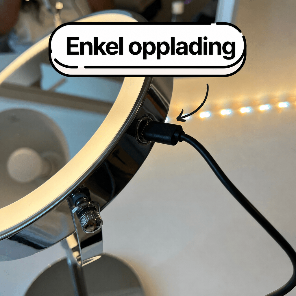 LumiGlow Pro intelligent sminkespeil med justerbart LED - lys og 10x forstørrelse - AVABeauty.no