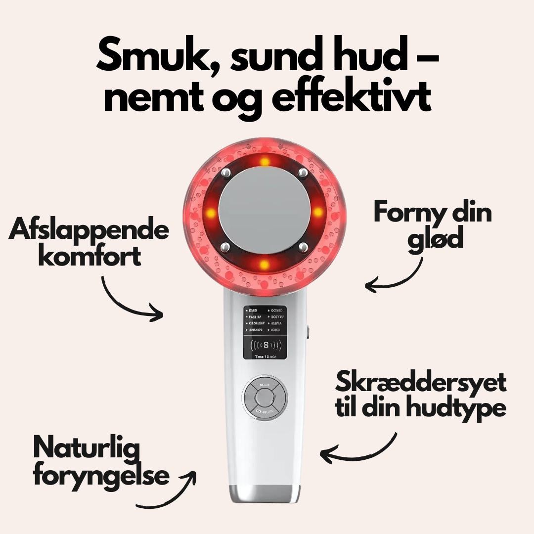 LumiTone 8 - i - 1 EMS ansiktsmassasjeapparat med rødtlysterapi - AVABeauty.no