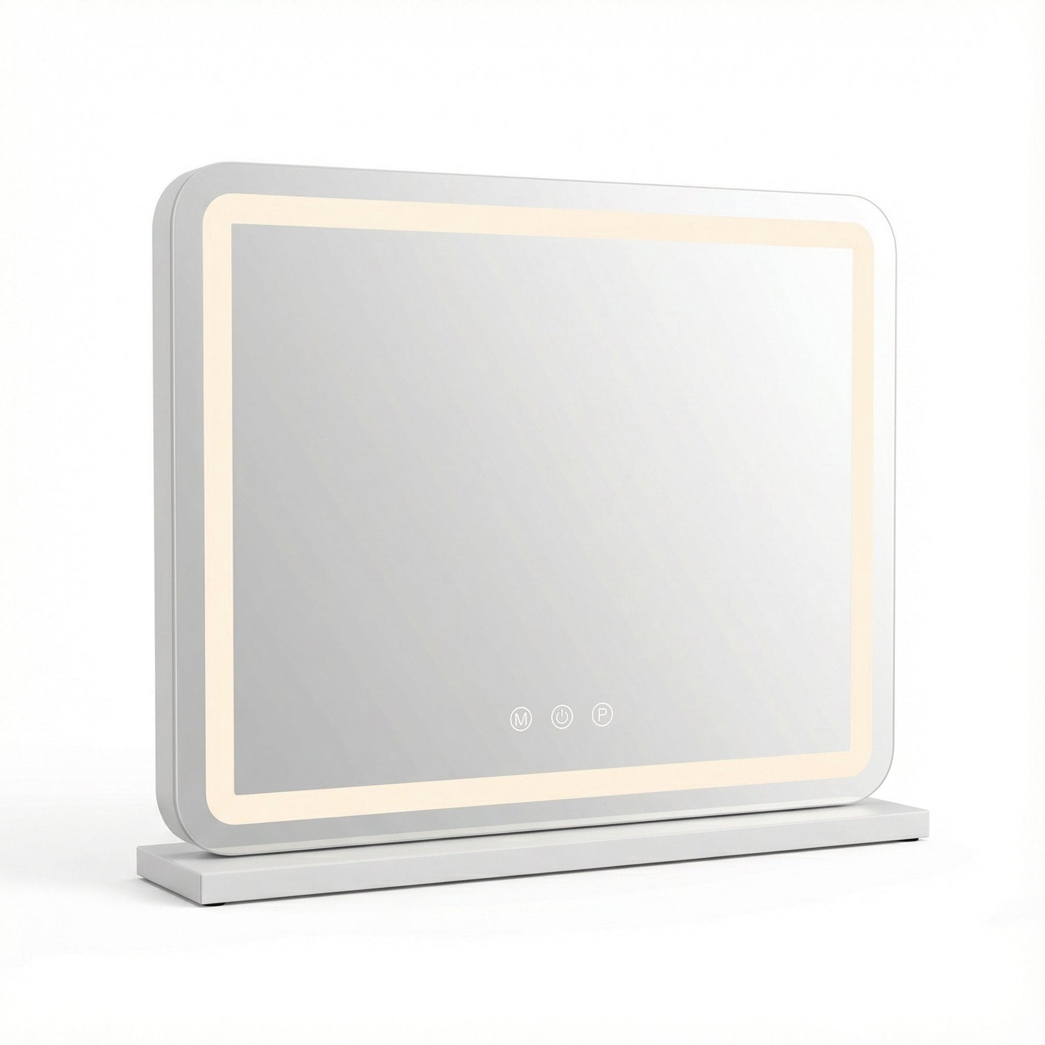 Makeup speil med lys (58x48 cm) - Dæmpbar og 3 - farvet lys med USB Lading og forstørrelsesglass - AVABeauty.no