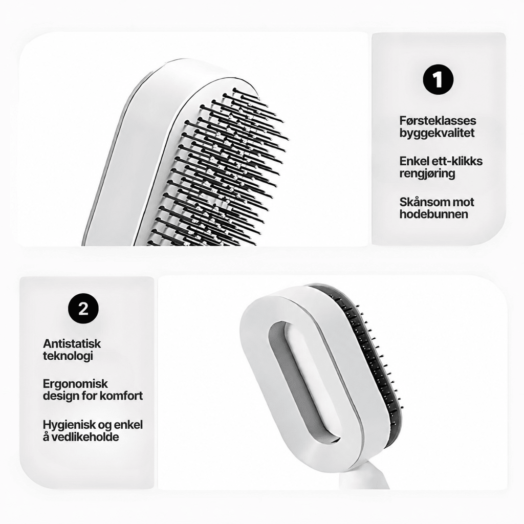 QuickClean™ Hårbørste - Fjerner gjenstridig hår og masserer hodebunnen - AVABeauty.no