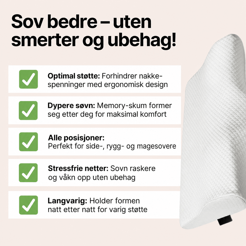 RestEasy Ergonomisk – Memory Foam Nakkepute - AVABeauty.no