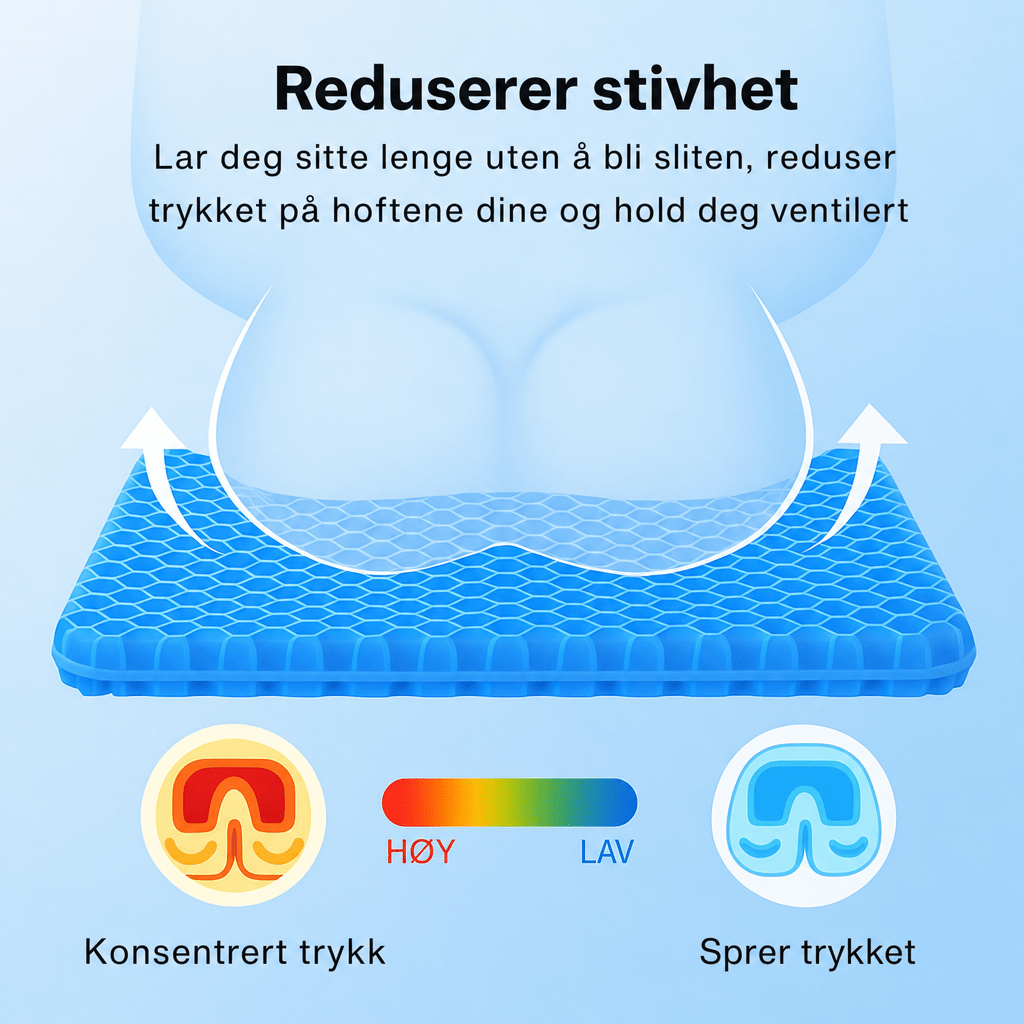 Sittepute av støtdempende gel med bikubestruktur - AVABeauty.no