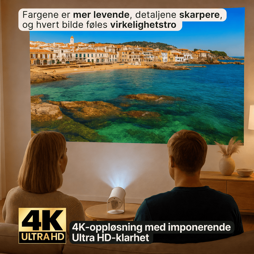 SmartProjektor – Bærbar projektor med 4K - AVABeauty.no