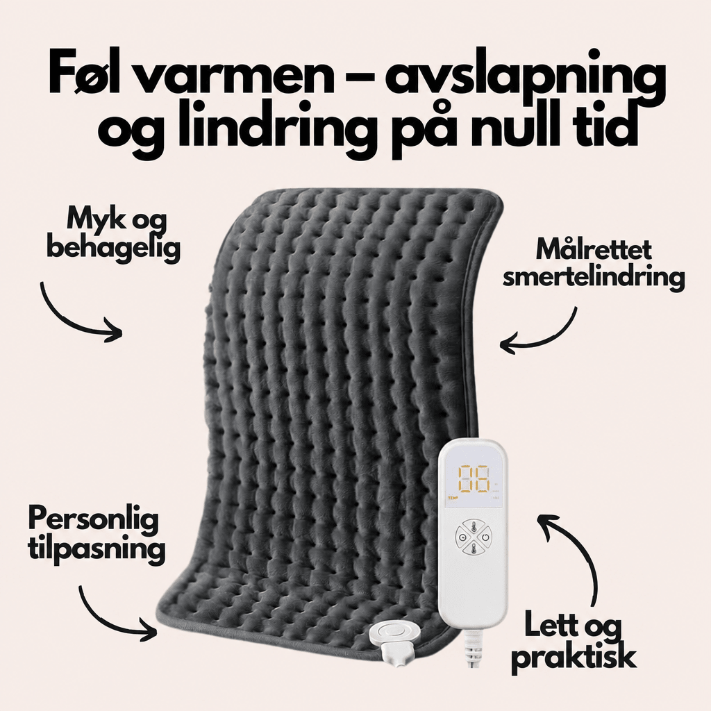 SootheMaster™ Stort elektrisk varmepledd for rygg - , nakke - og skuldersmerter (30x60 cm) - AVABeauty.no