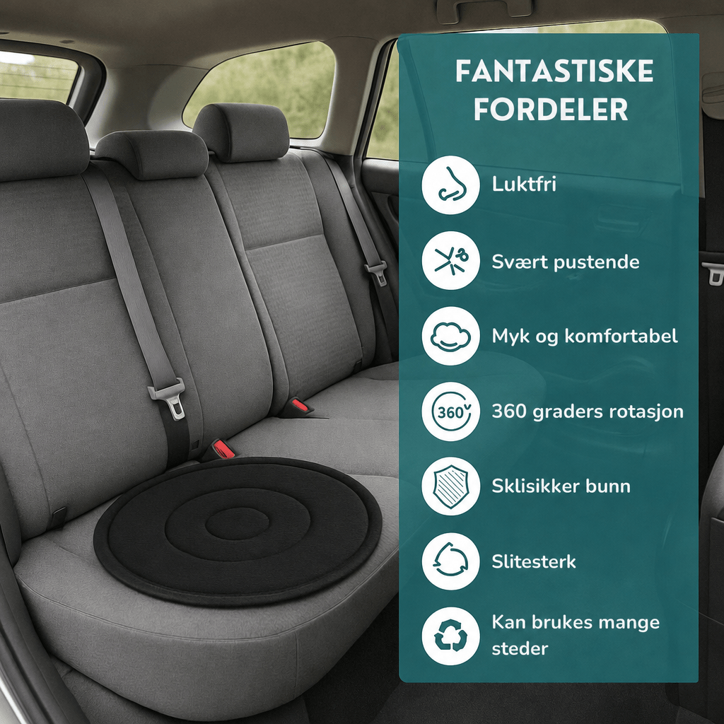 SpinComfort™ – Svingpute for bil og seng (Svart) - AVABeauty.no