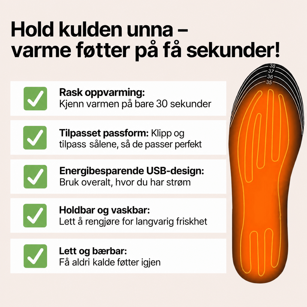 USB-oppvarmede såler til sko - AVABeauty.no